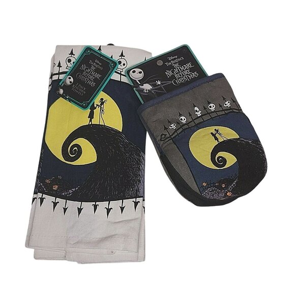 Disney Tim Burtons Nightmare Before Christmas Kitchen Set Towels & Mini Mitts - Picture 1 of 3